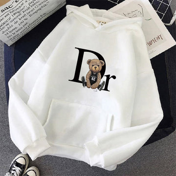 Cotton Hoodie Fashion Brand Fleece Women's Hooded Pullover Cute Bear Printe