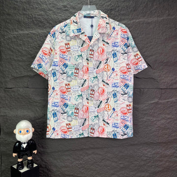 Summer Fashion Casual Jacquard Short Sleeved Soft Breathable Versatile Men's Shi