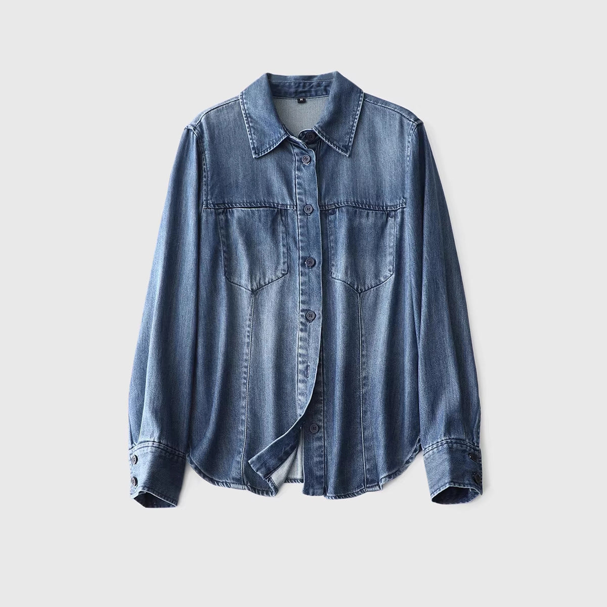 Men's Relaxed-Fit Tencel Denim Shirt – Long Sleeve Casual Top For Layering (Bl