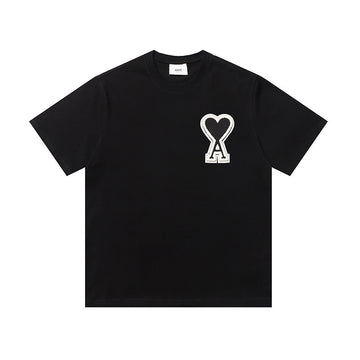 Candy Color Embroidered Short Sleeve Couple Heart Tee