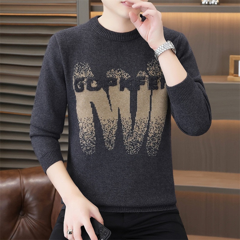 Pure Collection -40 Men's Autumn Winter Thickened Trendy Warm Knitted Sweater Ro