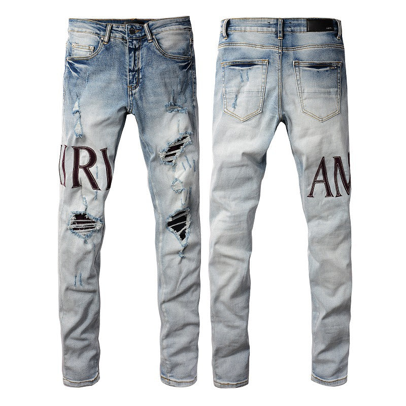 Men's Clothing New High Street Ripped Slim Fit Leg Jeans Men's Spring