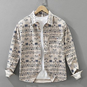 Trendy Printed Long Sleeved Shirt For Men, Fashionable And Versatile, Artistic A