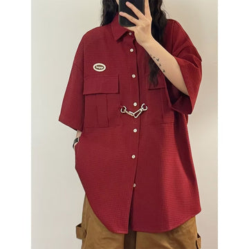 Short Sleeved Shirt, Loose Fitting Shirt, Men's Summer Trendy Versatile Casual J