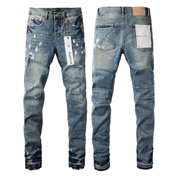 Men's Purple Brand Jeans Paint Distressed Pants