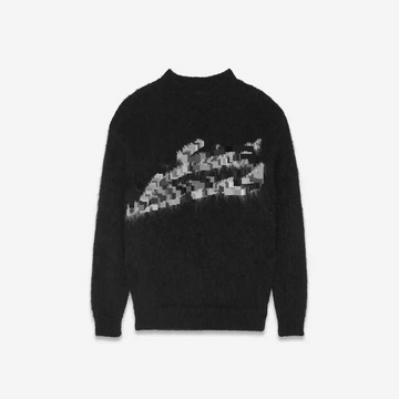 Men's Clothing Winter New Style Signature Letter Loose Soft Mohair Black Kn