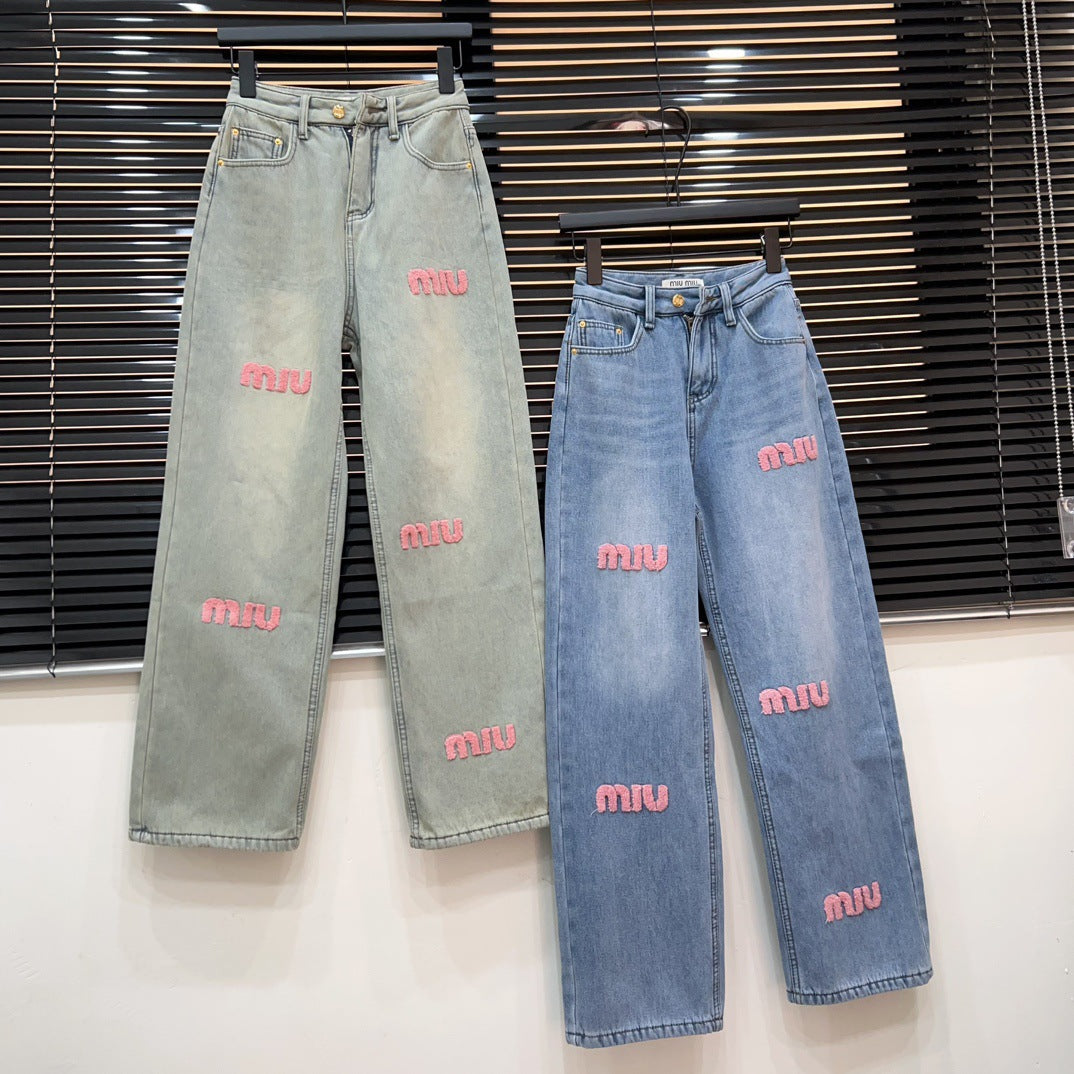 Women's Clothing Fashionable Towel Embroidered Letters Retro Washed Distressed P