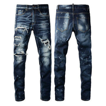 Men's Clothing High Street Rainbow Embroidered Letters Micro Flared Slim Jeans M
