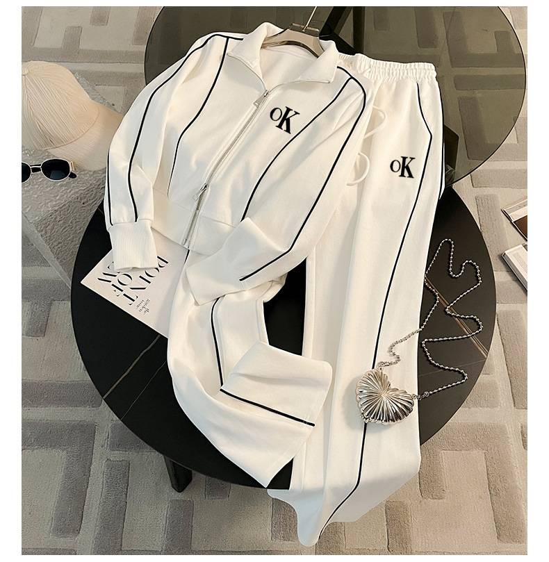 Women's New Trendy Street Outdoor Stand Up Collar Sports Jacket And Pants Set