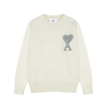 Women's Clothing Autumn And Winter Love Embroidery Pointer Round Neck Sweater Me