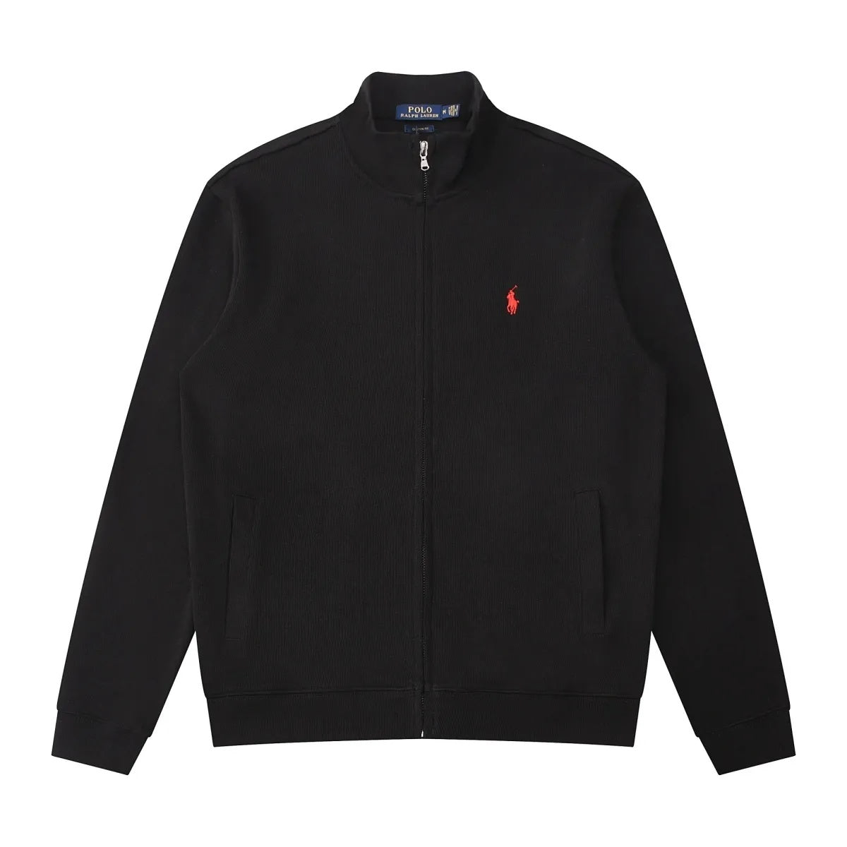 RALPH LAUREN's Men's Fall Winter Stand Collar Zip-Up Sweatshirt, Long Sleeve Emb