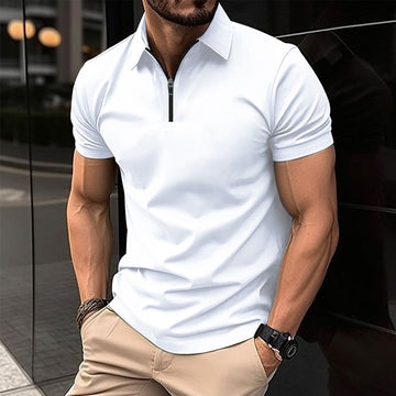Summer Quick Sale Zipper Solid Color Men's Sports Polo Shirt