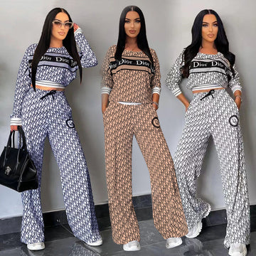 Women's Cross-border Fashionable Casual Trendy Threaded Suit, Long-sleeved Loose