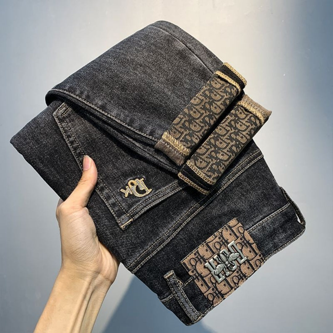 Quality Jeans Men's Spring And Autumn New Style Trendy Brand Embroidered Elastic