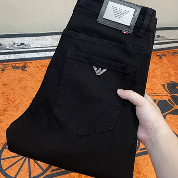 European pure black jeans for men, spring and autumn loose fitting straight tube
