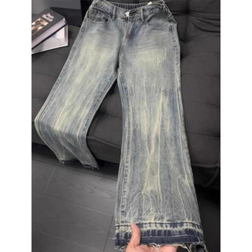 Retro Cat Scratch Jeans For Men – Lightweight Summer Denim, Slim Fit With Flar
