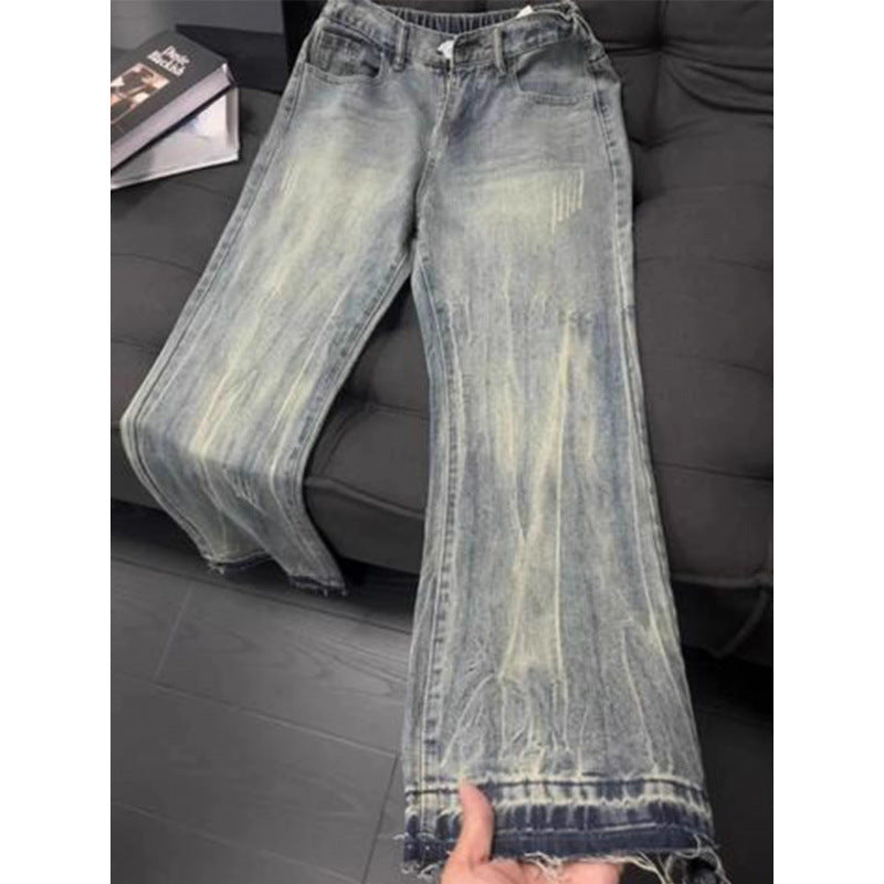 Retro Cat Scratch Jeans For Men – Lightweight Summer Denim, Slim Fit With Flar