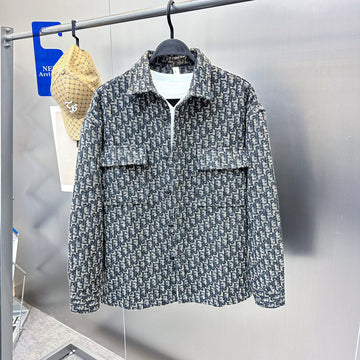 Men's Clothing Spring Workwear Houndstooth Jacquard Shirt Jacket Casual Loose Sh