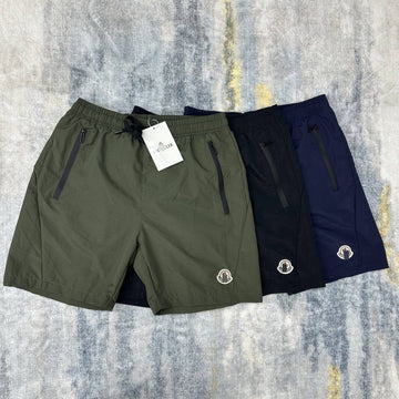 Mon...cler Men's Nylon Swim Shorts, Water Resistant Drawstring Trunks With Logo
