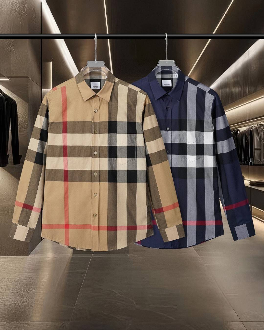 Men's Classic Trendy Shirt Premium Autumn/Winter Casual Long-Sleeved Top Check S