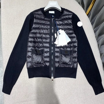 French Brand Embroidered Badge Knitted Sleeves Jacket Women Keep Warm In Winter