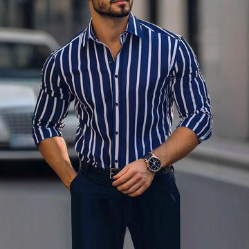 Pulse New Men's Cross-Border European And American Thin Turn-Down Collar St