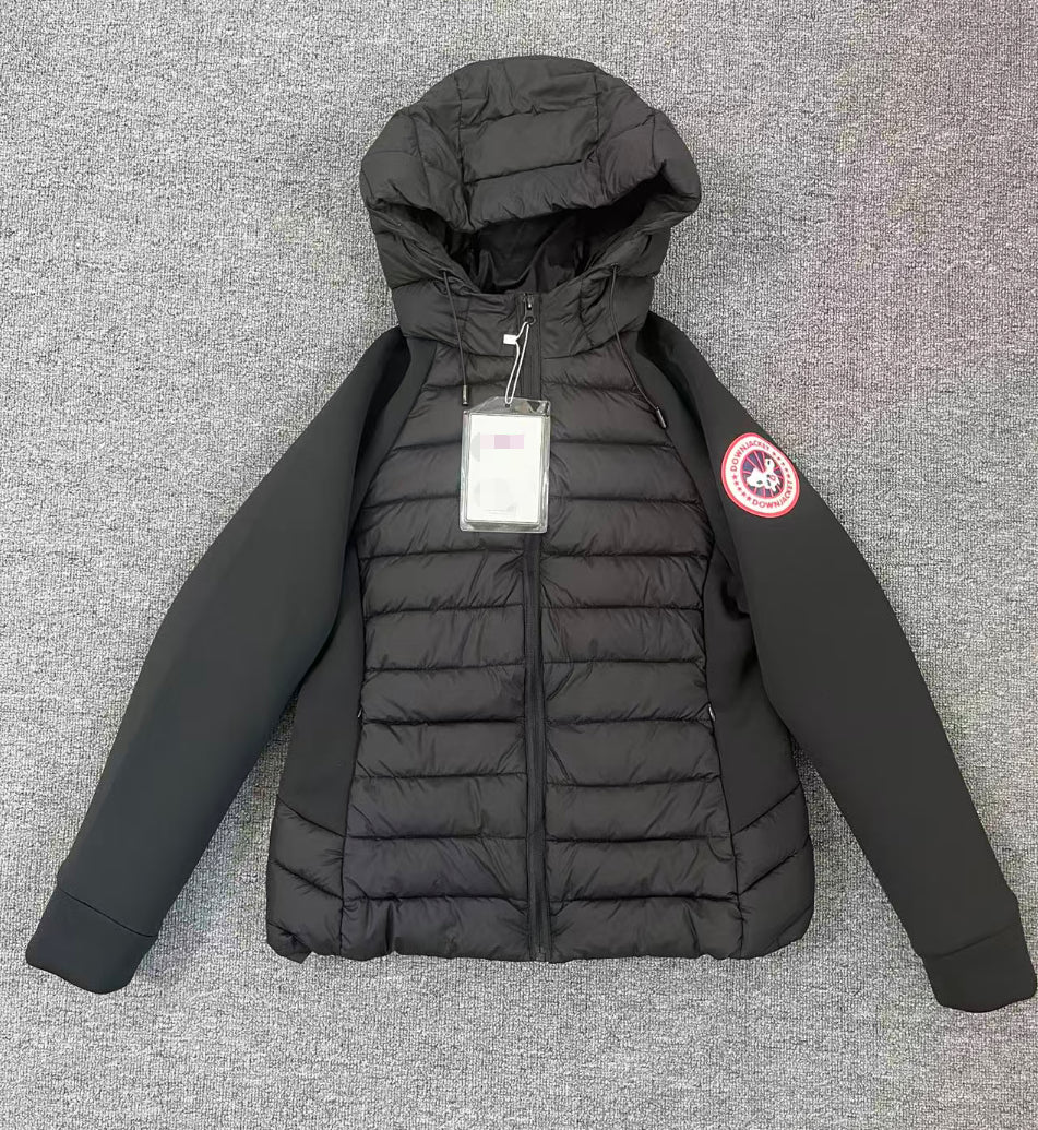 Women's Winter Coat , Unisex Long Puffer Jacket With Hood, Patchwork Chinese
