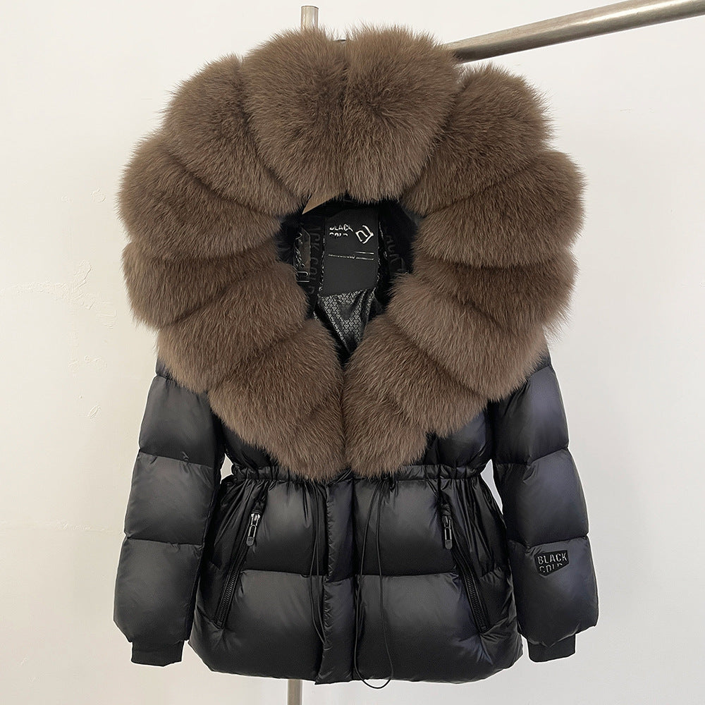 Women's Clothing Luxury Winter Women's Goose Down Coat With Fox Fur Trim Hooded