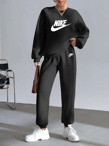 NIKE-Autumn And Winter New Women's Clothing Girls Sense Of Fashion Fun Round Nec
