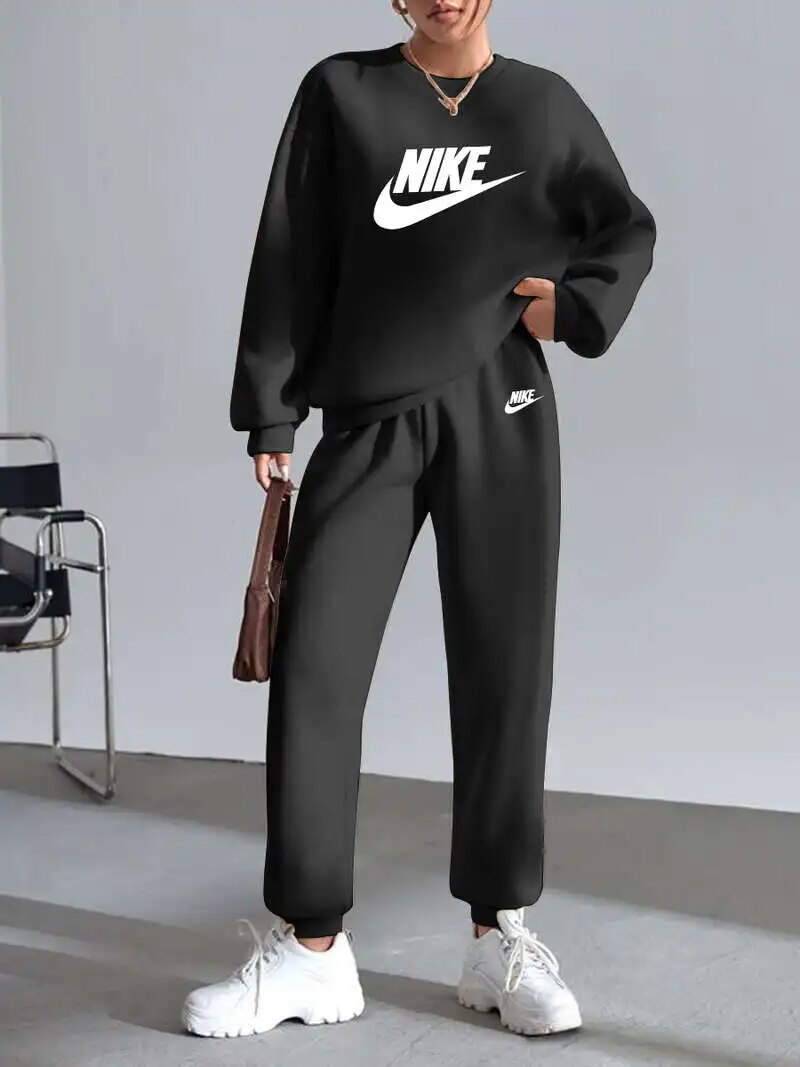 NIKE-Autumn And Winter New Women's Clothing Girls Sense Of Fashion Fun Round Nec