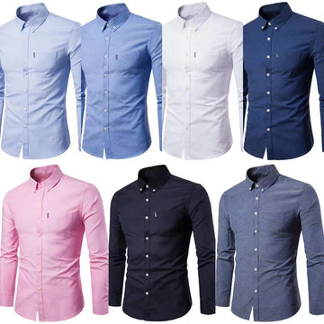 Men's long sleeve shirt Men's shirt Korean version of non-ironing slim solid col