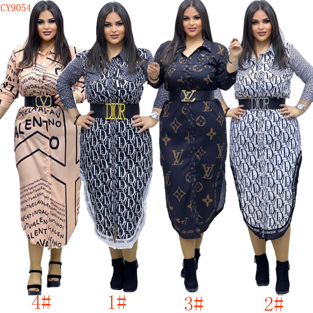 Women's Fashion Print Button Up Cardigan Dress