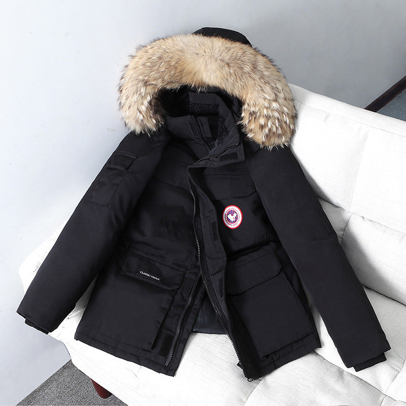 Cross-border New Goose Down Jacket Men's Short Outdoor Thickened Workwear W