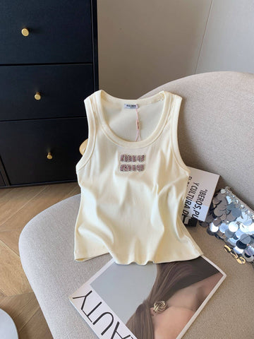Women's Fashionable Solid Color Super Good-looking Camisole + Versatile Short-sl
