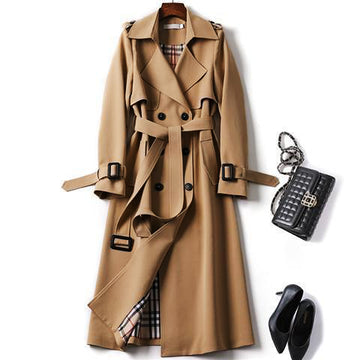 Women's Trench Coat Big Size Small Popular British Style Coat Over The Knee Coat