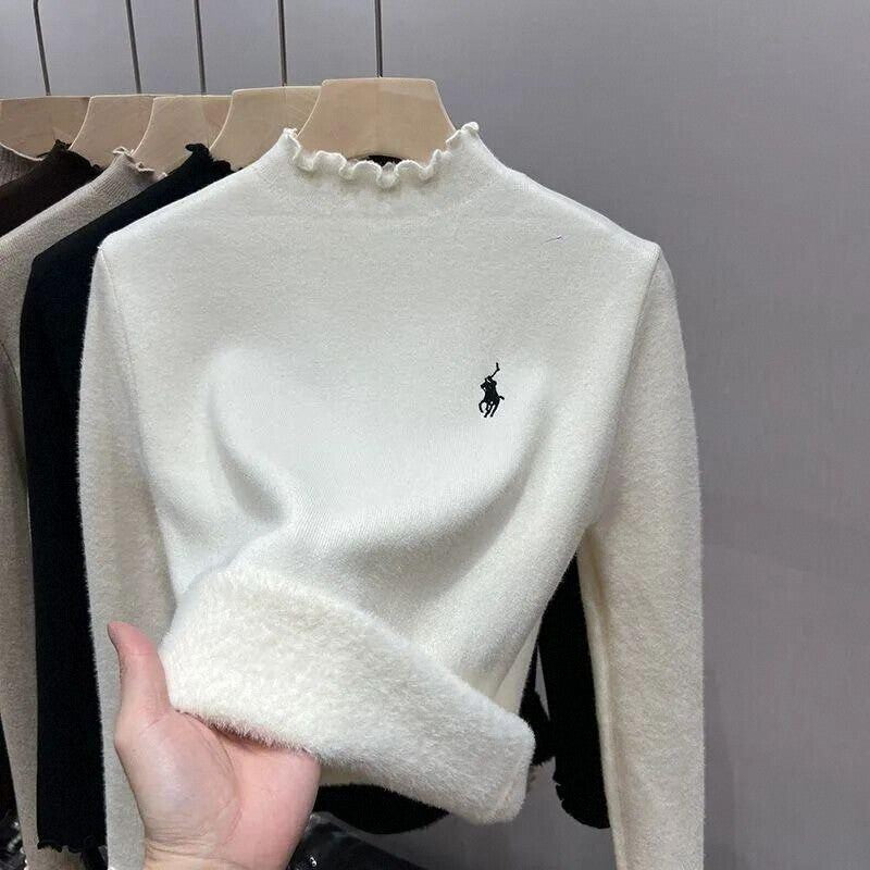Women's Clothing Plush And Thickened All In One Fleece Half High Collar Sweater