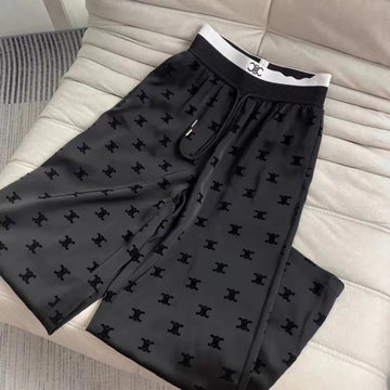 Women's Clothing Ice Silk Flocking Summer Niche Pants Straight Mopping Pants Hig