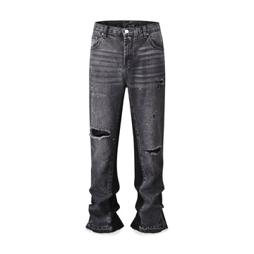 Men's Clothing 24 Three-dimensional Tailoring Loose Baggy Ripped Cat Whisker Fla