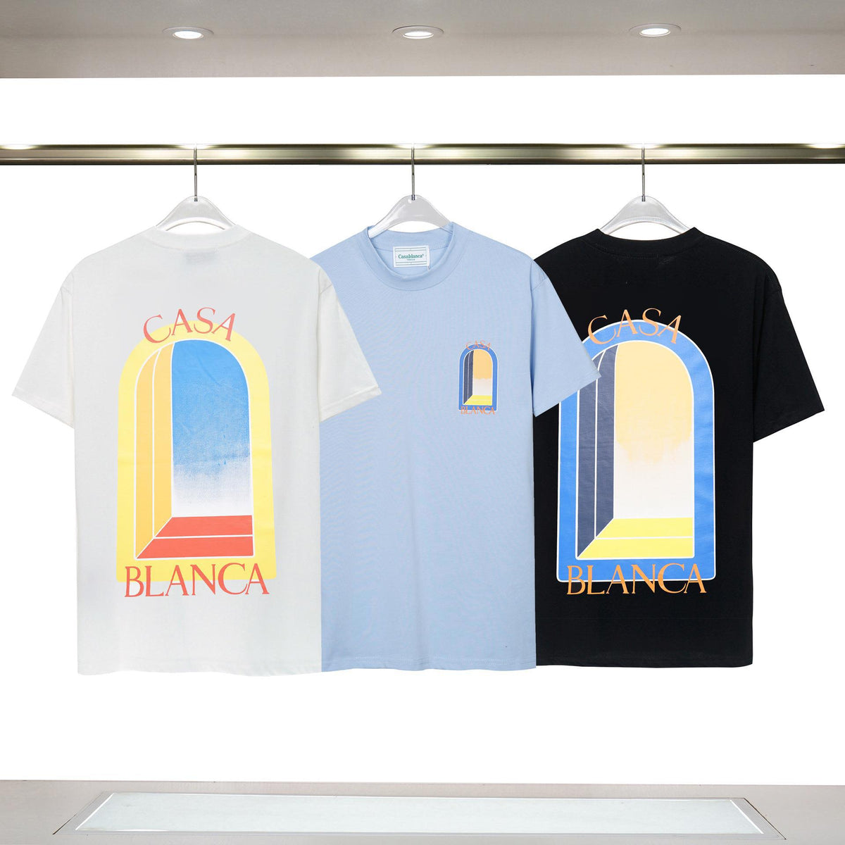 Men's Clothing 24 New Style Illusion Gate Letter Printing Personalized Round Nec