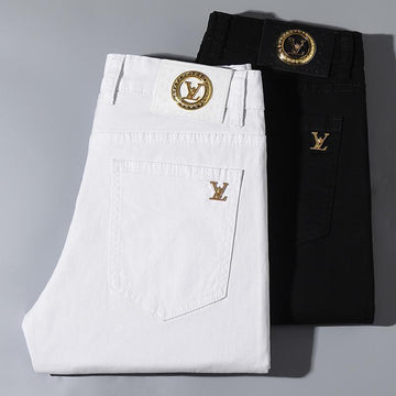 new spring and summer men's jeans pure black and white two-color cotton hig