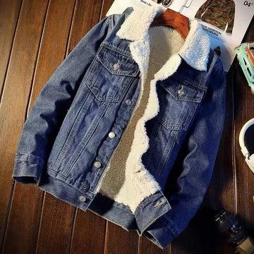 Men's Clothing Winter new lamb wool cotton coat men plus velvet denim jacket tre