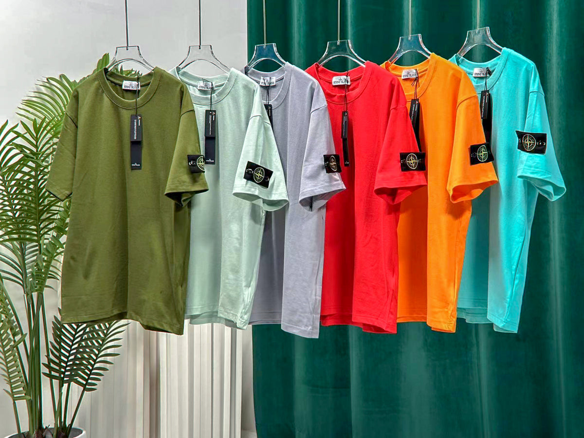Stone Men And Women High-quality Island Summer 100 Cotton T-shirt