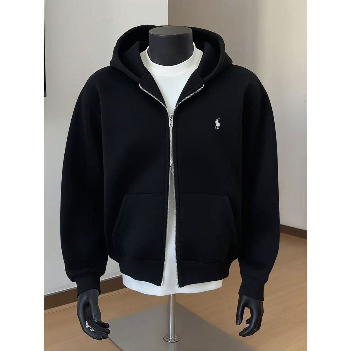 Lavender-Horse Embroidery, Stiff Cardigan, Men's Autumn Double-headed Zipper Jac
