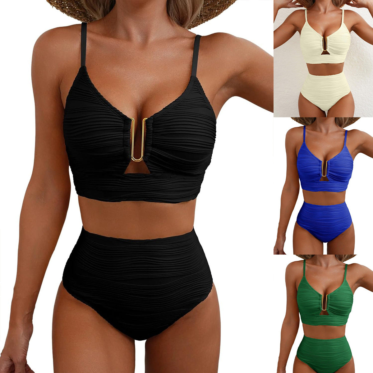 Women's Clothing 2 Piece Swimsuit For Women With Hollow Texture Fabric, Slim Fit