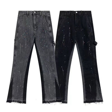 Man's clothing High street gallerydept splash-ink flared jeans men's and women's