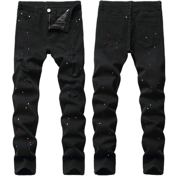 Men's Clothing Jeans Trendy Paint Slim Men's Pants Elastic Slim Men's Pants