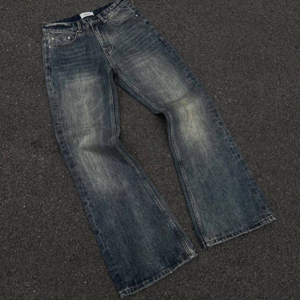 Men's Clothing Festival Sunset Blur Dyeing Washed Distressed Legs Bootcut Flared