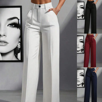 Women's Clothing Solid Color Casual Women's High Waisted Pleated Loose Trousers