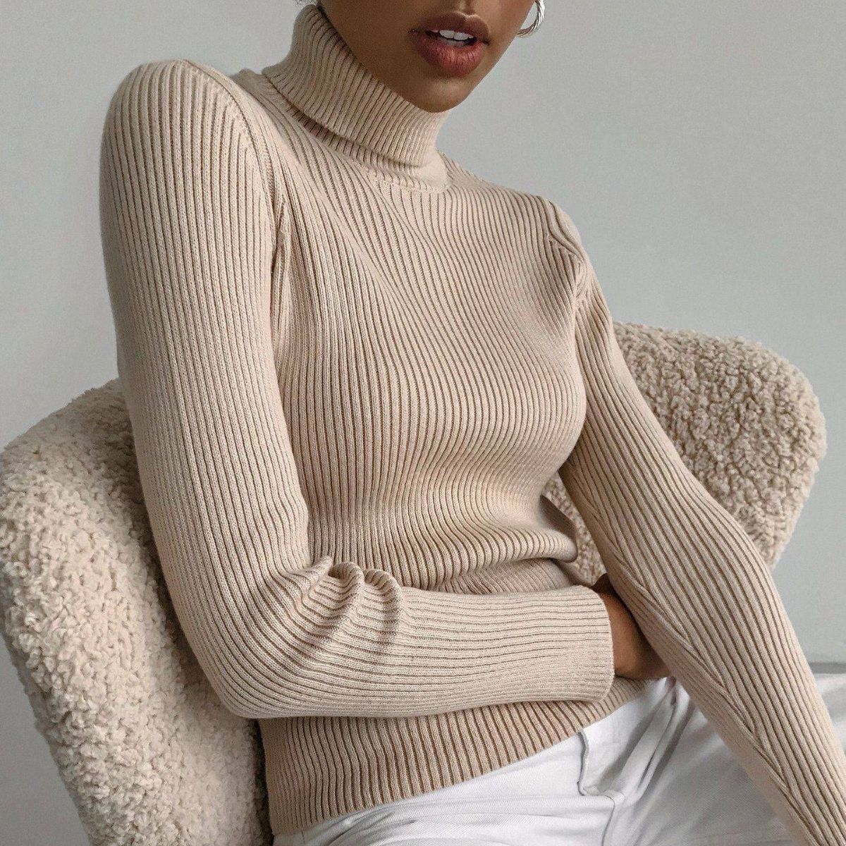 Women's fashion knitwear turtleneck sweater