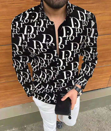 Men's Printed Long-sleeved Shirts Men's Fashion Casual Loose Large Size Inch Shi